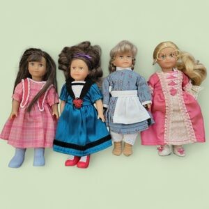 Set of Four Colorful American Girl Mini Dolls